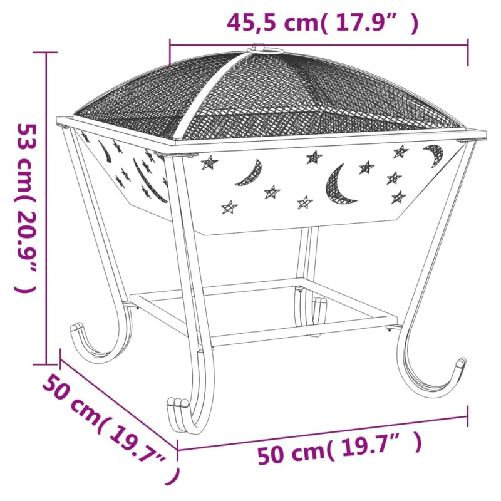 Braciere con Attizzatoio 50 cm XXL in Acciaio