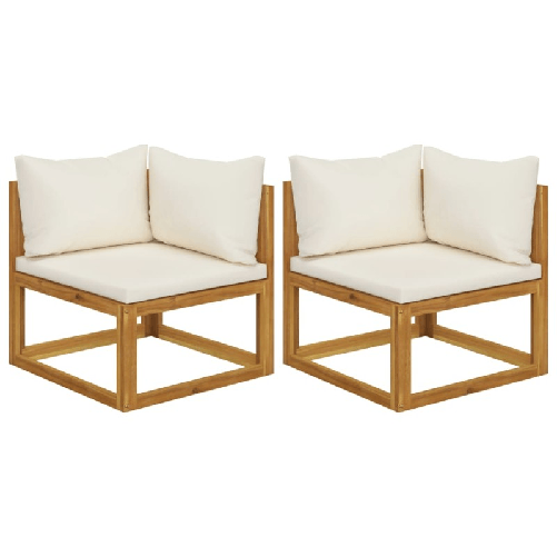 vidaXL Divani Modulari Angolari 2 pz con Cuscino Bianco Crema