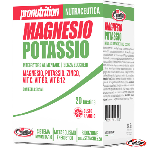 PRONUTRITION MAGNESIO POTASSIO PRO NUTRITION con Zinco e Vitamine 20 Bustine ARANCIO