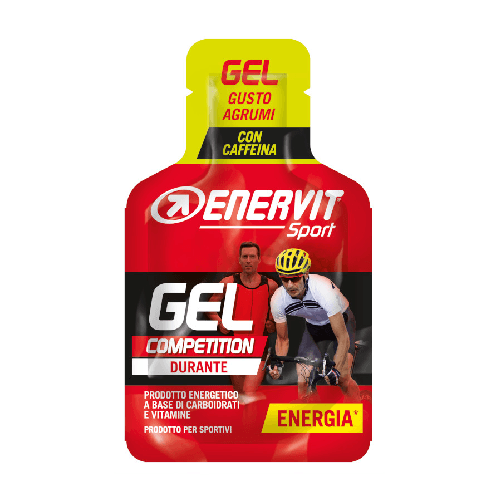 ENERVIT COMPETITION AGRUMI Gel Energetico di Carboidrati e VItamina B1 con Caffeina box da 24