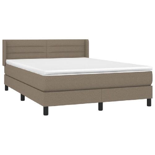vidaXL Giroletto a Molle con Materasso Tortora 140x190 cm in Tessuto