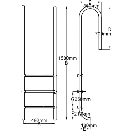 Scaletta per Piscina 3 Gradini in Acciaio Inox 304 120 cm