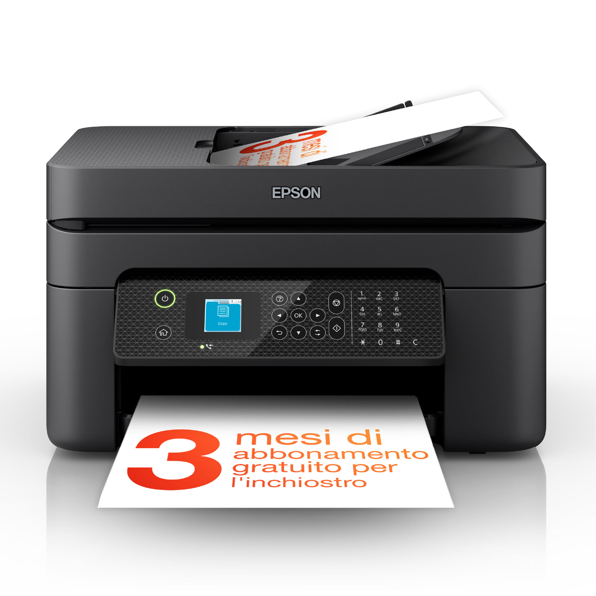 Epson WorkForce WF-2930DWF stampante multifunzione A4 getto d'inchiostro (stampa, scansione, copia), display LCD 3.7cm, ADF, WiFi Direct, 3 mesi di in