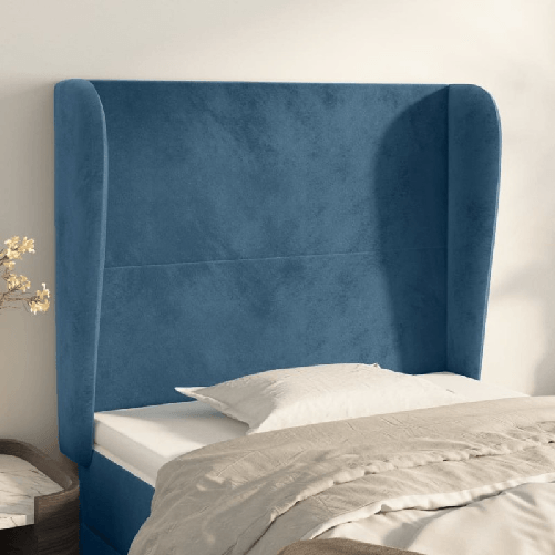 Testiera ad Orecchio Blu Scuro 83x23x118/128 cm in Velluto