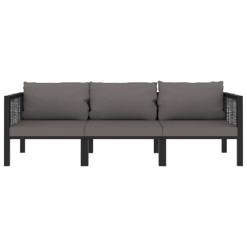 vidaXL Divano a 3 Posti con Cuscini Antracite in Polyrattan
