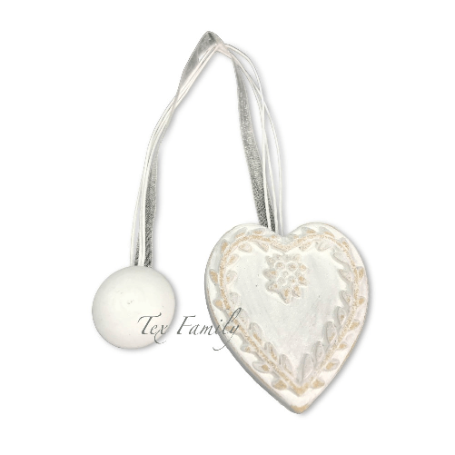 CALAMITA FERMA TENDA IN LEGNO CALAMITE PER TENDE LEGATENDE CUORE SHABBY BIANCO