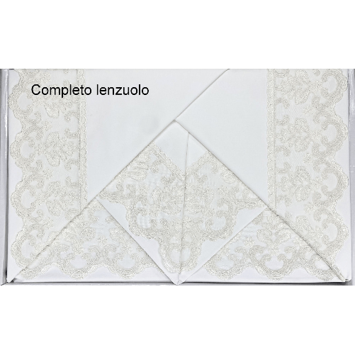 BAULETTO STEFY rifinito con Pizzo Macramè MATRIMONIALE lenzuolo e COPRILETTO idea SPOSA