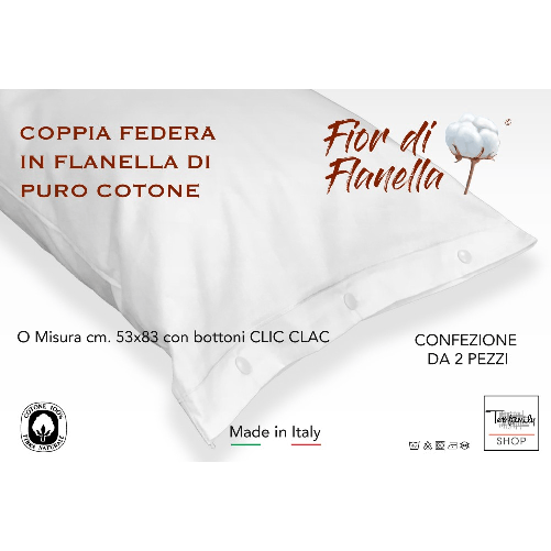 COPPIA FEDERA PER GUANCIALE IN FLANELLA VERDINO Fior di Flanella