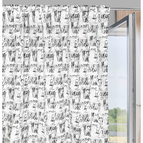 TENDA moderna SCRITTE cm.160X300 confezionata MADE in ITALY misto lino