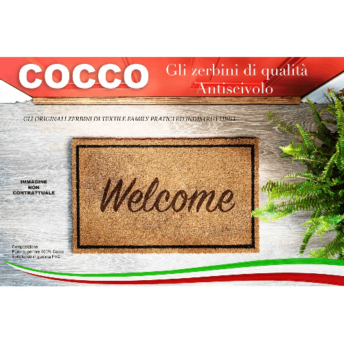 TAPPETO Zerbino in cocco Naturale con Gatti WELCOME