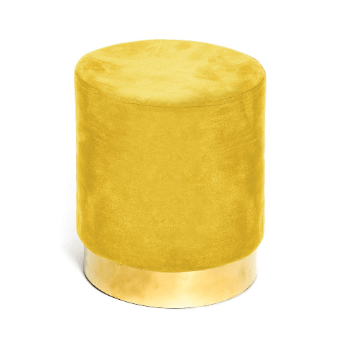 POUF Poggiapiedi Cilindro VELVET in Velluto Unito Senape