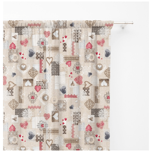 TENDA SHABBY rosso cm.150X280 Tirolese confezionata MADE in ITALY