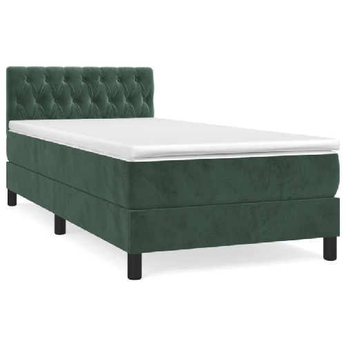 vidaXL Giroletto a Molle con Materasso Verde Scuro 90x200 cm Velluto
