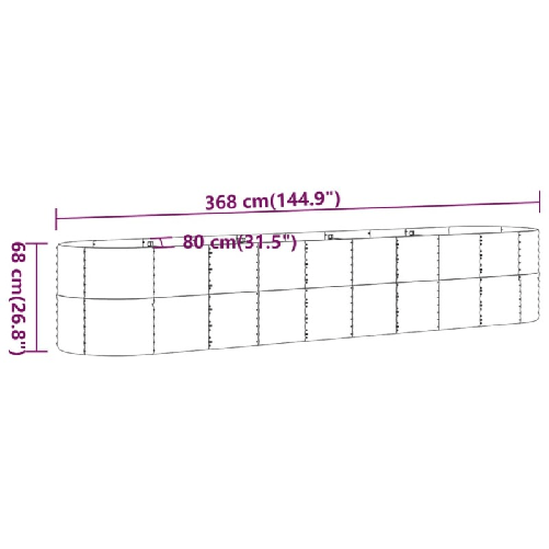 vidaXL Letto da Giardino in Acciaio a Polvere 368x80x68 cm Antracite