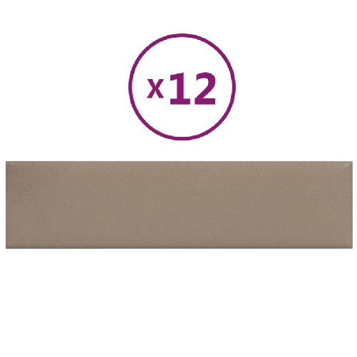 Pannelli Murali 12 pz Cappuccino 60x15 cm Similpelle 1,08 m²