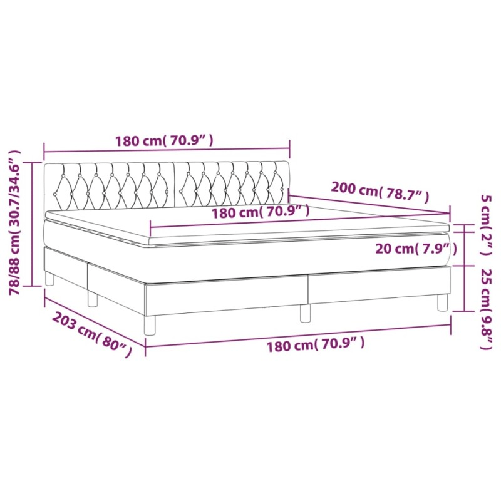 vidaXL Giroletto a Molle con Materasso Verde Scuro 180x200 cm Velluto