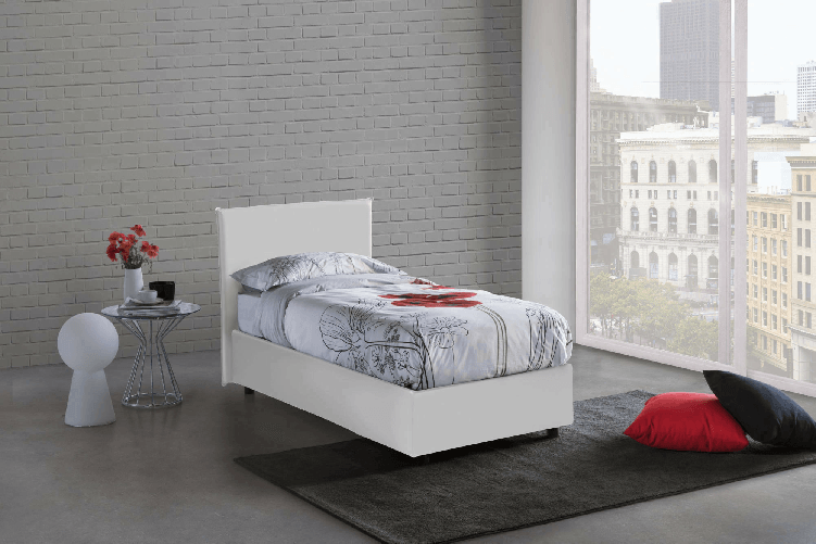 Talamo Italia Letto singolo Dbabb, Letto contenitore con rivestimento in ecopelle, 100% Made in Ita