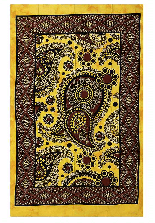 COPRITUTTO TELO ARREDO COPRIDIVANO COTONE CON FRANGE MISURA 140x230 Big Pasley Giallo