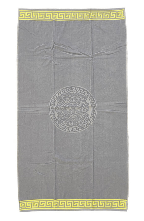 Telo Mare Fantasia Poseidone Grigio 90x165cm Asciugamano Spiaggia 100% Cotone