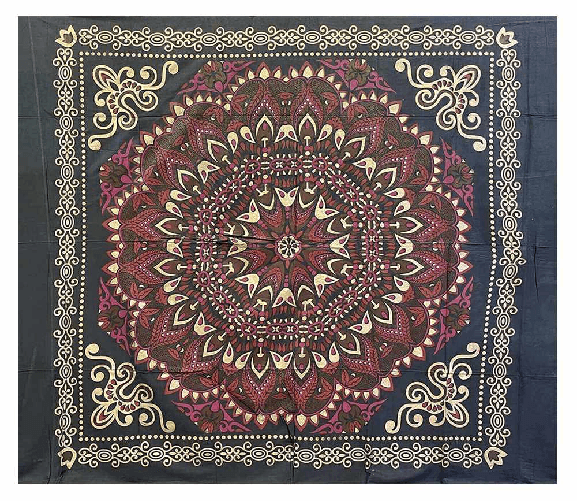 COPRITUTTO TELO ARREDO COPRIDIVANO COTONE MISURA 210x230 Fleurs Dorato Nero Bordeaux