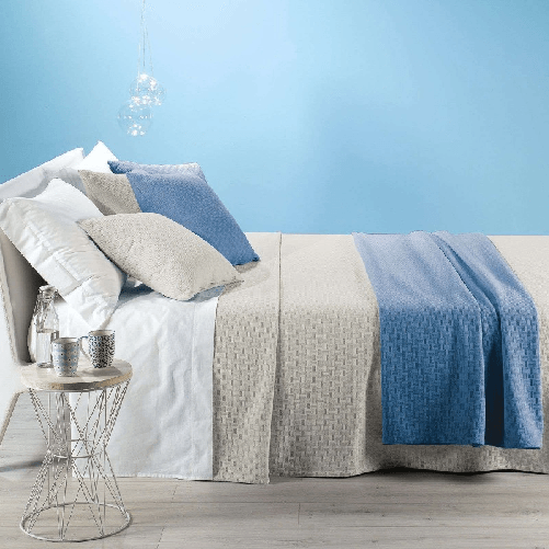 CALEFFI RODEO ELEGANTE COPRILETTO PRIMAVERILE LETTO MATRIMONIALE PIQUET COTONE colore Avorio