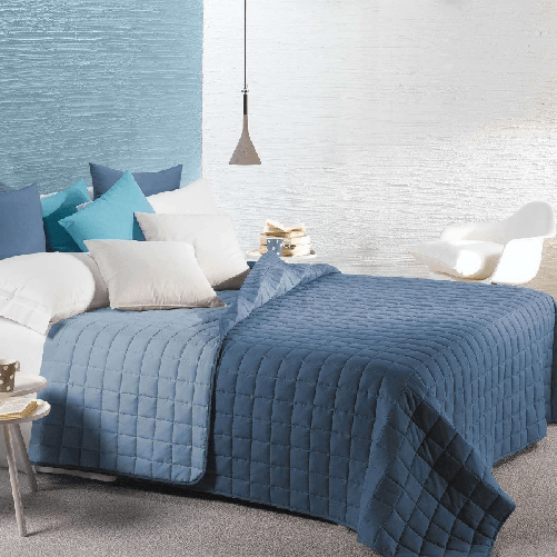 CALEFFI TRAPUNTINO COPRILETTO TRAPUNTATO MODERN LETTO MATRIMONIALE MICROFIBRA colore Bluette