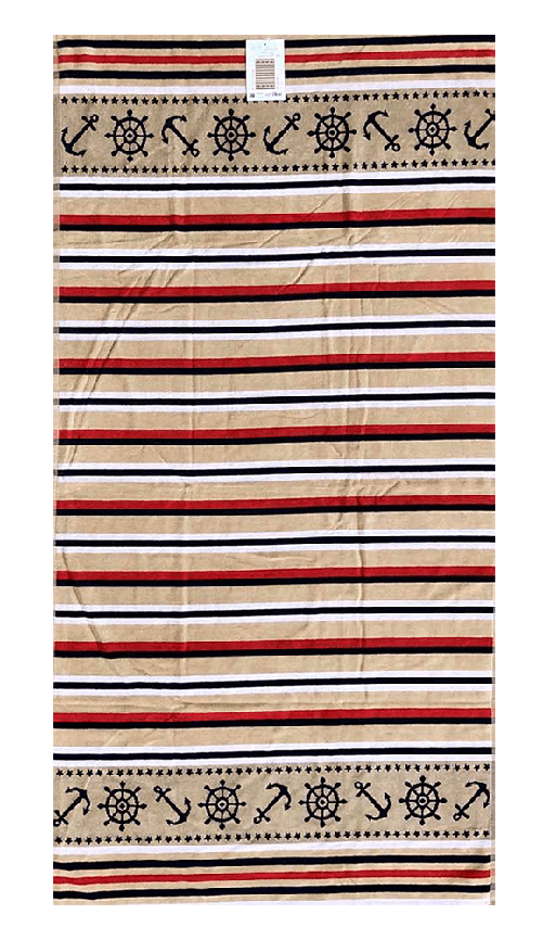 Telo Mare Fantasia Righe Saint Tropez 90x165cm Asciugamano Spiaggia 100% Cotone