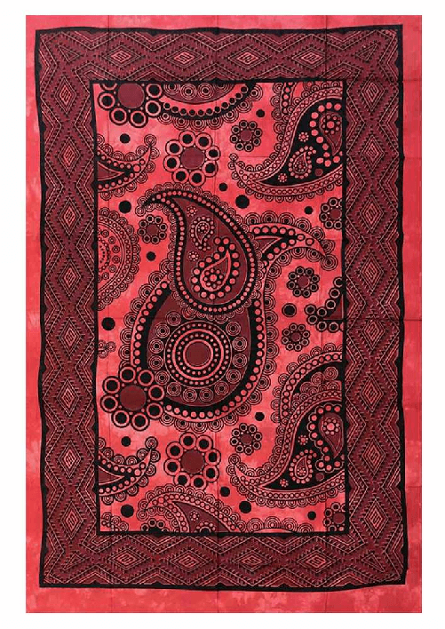 COPRITUTTO TELO ARREDO COPRIDIVANO COTONE CON FRANGE MISURA 140x230 Big Pasley Rosso