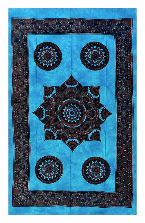 COPRITUTTO TELO ARREDO COPRIDIVANO COTONE CON FRANGE MISURA 140x230 Halo Azzurro