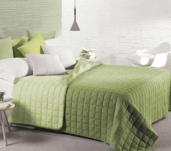 CALEFFI TRAPUNTINO COPRILETTO TRAPUNTATO MODERN LETTO MATRIMONIALE MICROFIBRA colore Verde