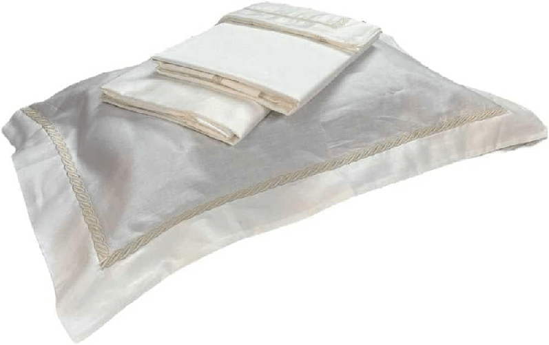 Caleffi PRESTIGIOSO ED ELEGANTE COMPLETO LENZUOLA MATRIMONIALE IN RASO DI COTONE TRECCIA colore Naturale