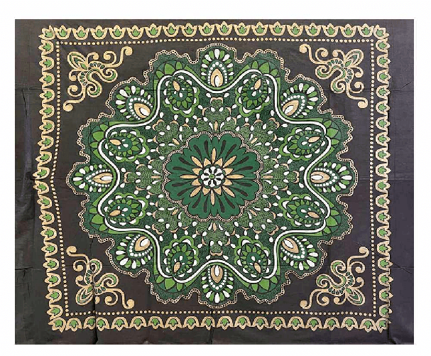 COPRITUTTO TELO ARREDO COPRIDIVANO COTONE MISURA 210x230 Fiore Dorato Nero Verde