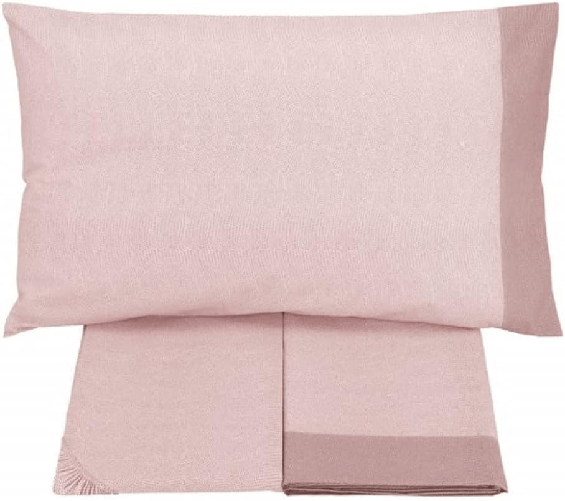 Gabel Chromo Completo Lenzuola Matrimoniale Tinta Unita Cotone colore Rosé