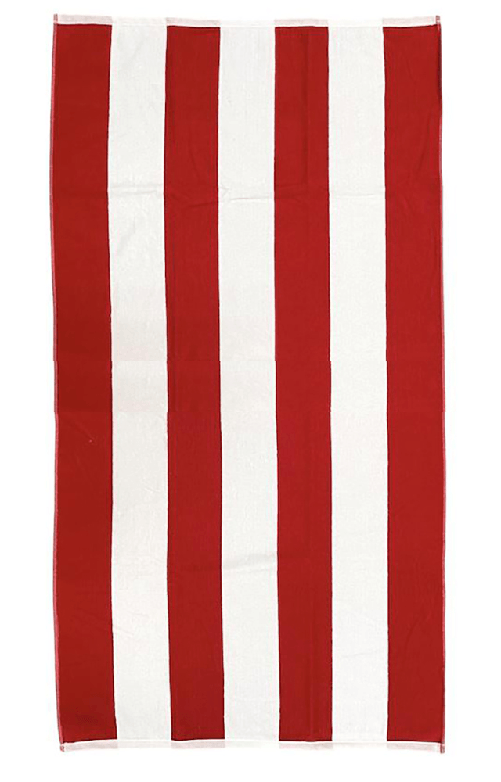 Telo Mare Fantasia Rigato Bianco Rosso 90x165cm Asciugamano Spiaggia 100% Cotone