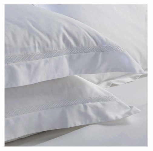 Caleffi PRESTIGIOSO ED ELEGANTE COMPLETO LENZUOLA MATRIMONIALE IN RASO DI COTONE TRECCIA colore bianco