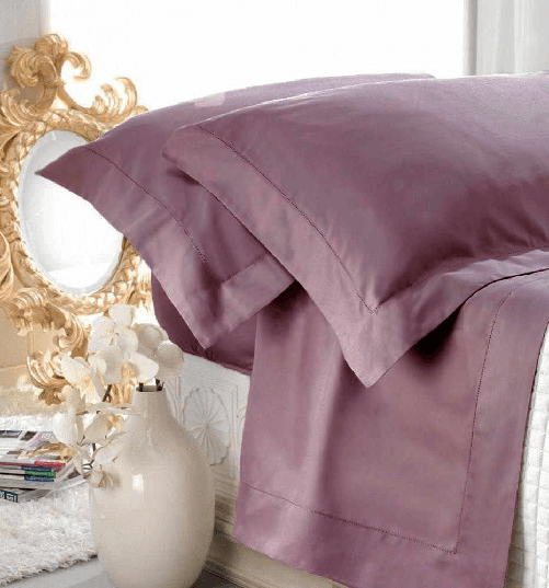 COMPLETO LENZUOLA MATRIMONIALE CAVALIERI PURO RASO DI COTONE COLLEZIONE GINEVRA colore Peonia
