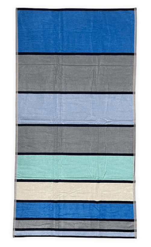 Telo Mare Fantasia Big Stripe Azzurro 90x165cm Asciugamano Spiaggia 100% Cotone