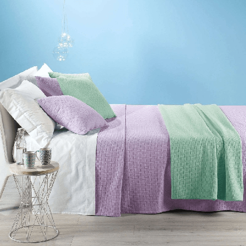 CALEFFI RODEO ELEGANTE COPRILETTO PRIMAVERILE LETTO MATRIMONIALE PIQUET COTONE colore Lilla
