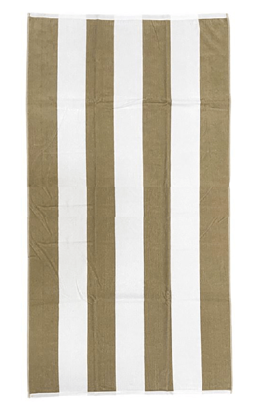 Telo Mare Fantasia Rigato Bianco Sabbia 90x165cm Asciugamano Spiaggia 100% Cotone