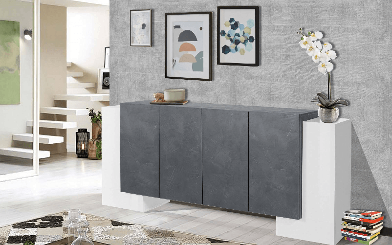 Dmora Credenza Dkjae, Madia da cucina a 6 ante, Buffet da soggiorno, 100% Made in Italy