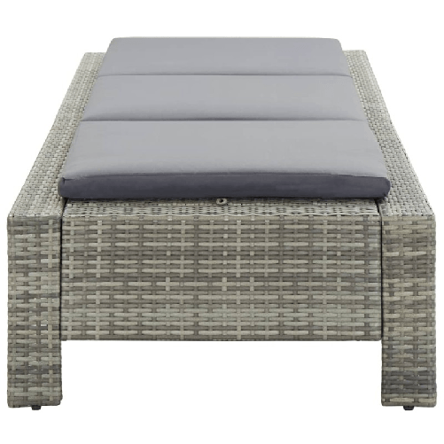 vidaXL Lettino Prendisole con Cuscino in Polyrattan Grigio