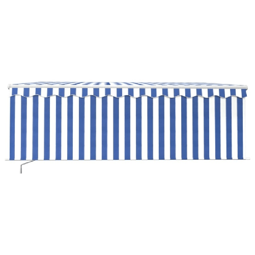 Tenda da Sole Retrattile Manuale e Parasole 4,5x3m Blu e Bianca