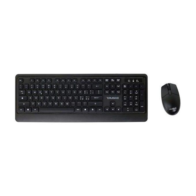 Yashi kit tastiera e mouse wireless professionale multimediale nero my537
