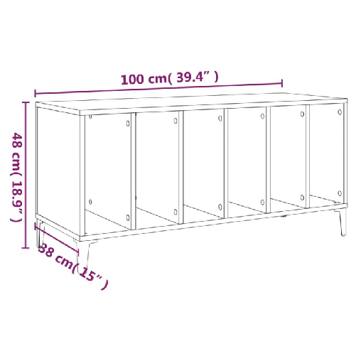 Mobile Porta Dischi Bianco 100x38x48 cm in Legno Multistrato