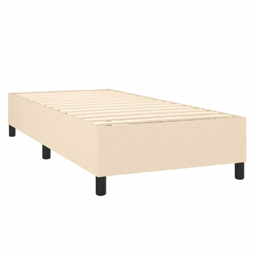 vidaXL Letto a Molle con Materasso e LED Crema 90x200 cm in Tessuto