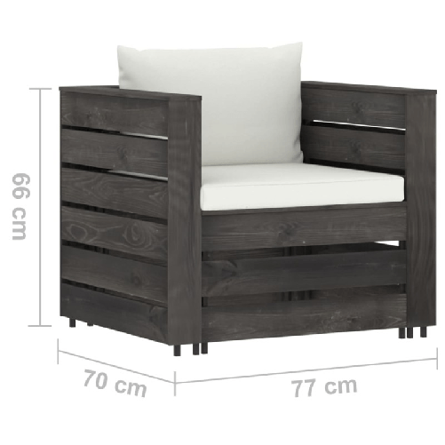 vidaXL Set Salotto da Giardino 2pz con Cuscini Legno Impregnato Grigio