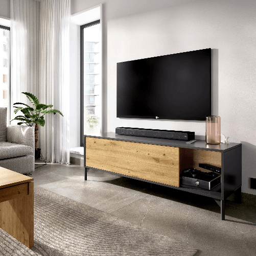 Dmora Mobile porta TV Dlell, Credenza bassa da soggiorno, Madia da salotto per televisione