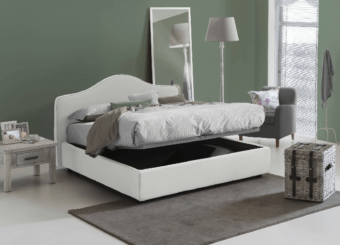Talamo Italia Letto matrimoniale Djoci, Letto contenitore con rivestimento in tessuto
