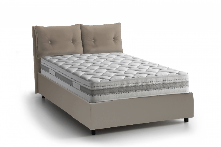 Talamo Italia Letto singolo Dabal, Letto contenitore con rivestimento in ecopelle
