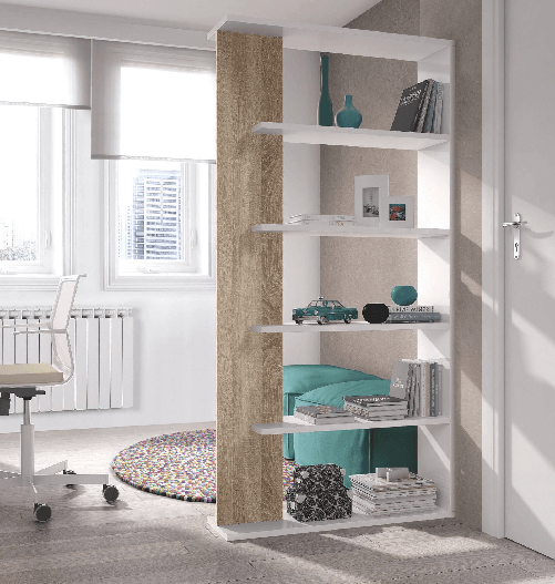 Dmora Libreria Dblanc, Mobile portalibri bifacciale a 5 ripiani